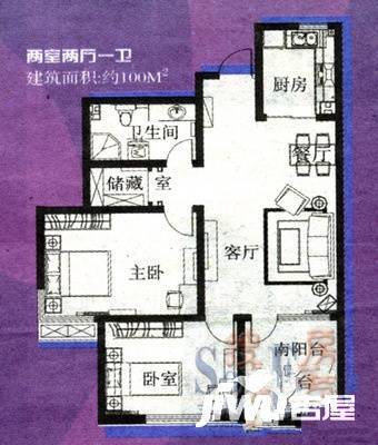 林港花园3室1厅1卫126㎡户型图