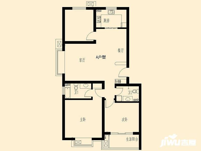 锦都家园2室2厅1卫117.8㎡户型图