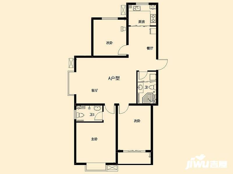 锦都家园3室2厅2卫123.5㎡户型图