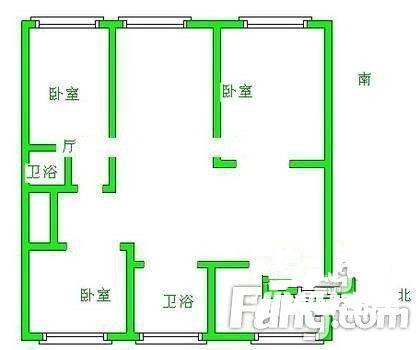 金沙广场3室2厅1卫143㎡户型图