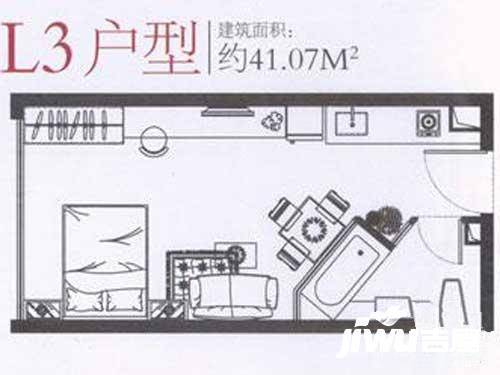 万达39克拉1室0厅0卫41.1㎡户型图