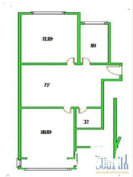 太清路社区2室1厅1卫75㎡户型图