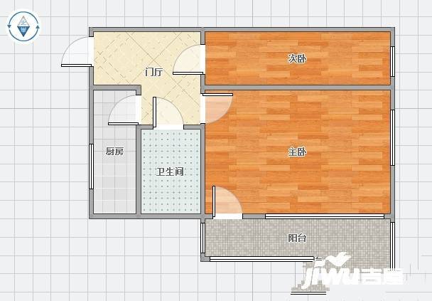 太清路社区1室1厅1卫49㎡户型图