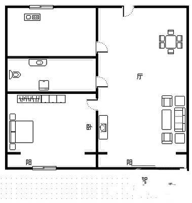 云溪小区1室1厅1卫90㎡户型图