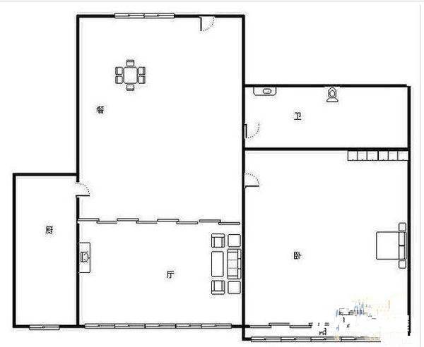 城建阳光山色1室2厅1卫69㎡户型图