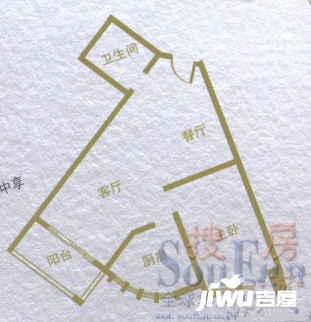 鼎城1室2厅1卫86㎡户型图