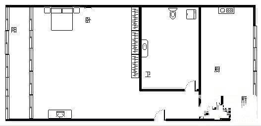 登州路小区(市北区)1室0厅1卫37㎡户型图