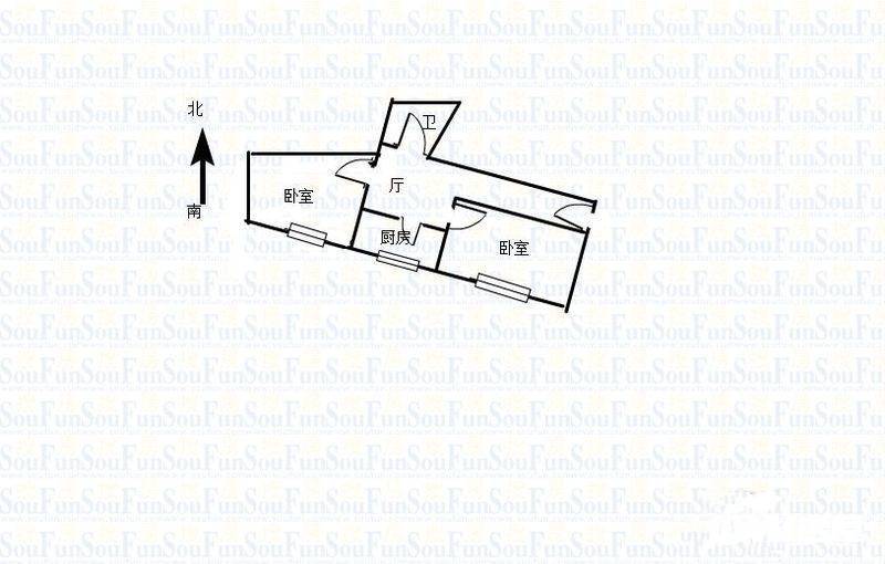 登州路小区(市北区)2室1厅1卫57㎡户型图