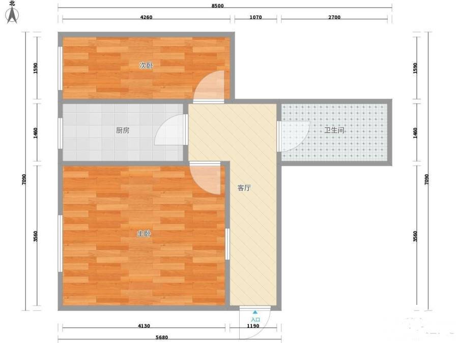 登州路小区(市北区)2室1厅1卫57㎡户型图