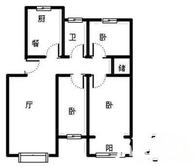 城建曙光山色3室2厅1卫110㎡户型图