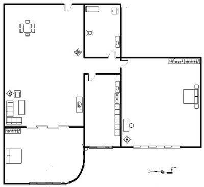 城建曙光山色2室1厅1卫85㎡户型图