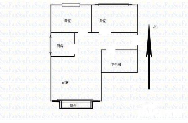 新华里3室0厅1卫62㎡户型图