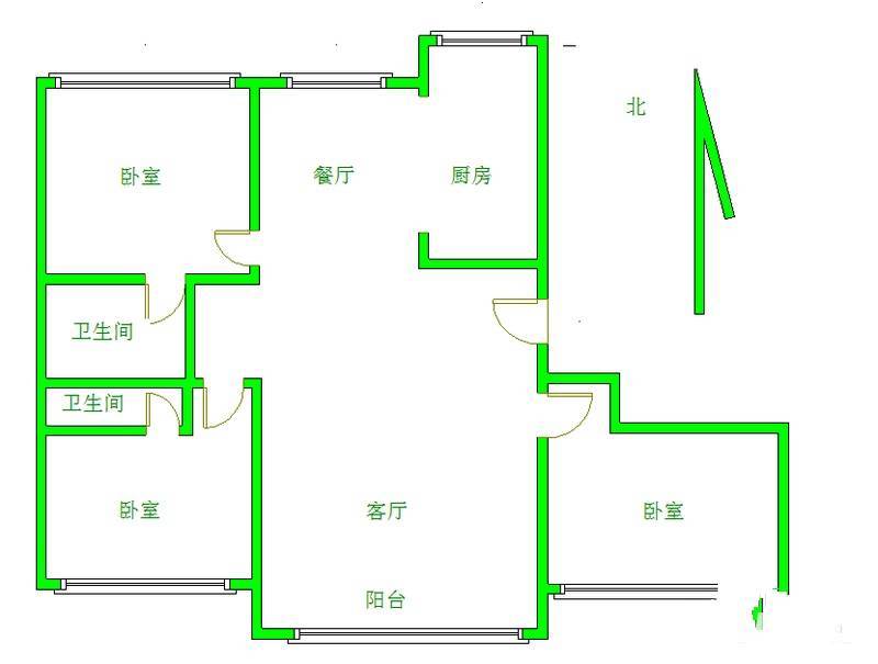南京路小区(市北)3室2厅2卫144㎡户型图