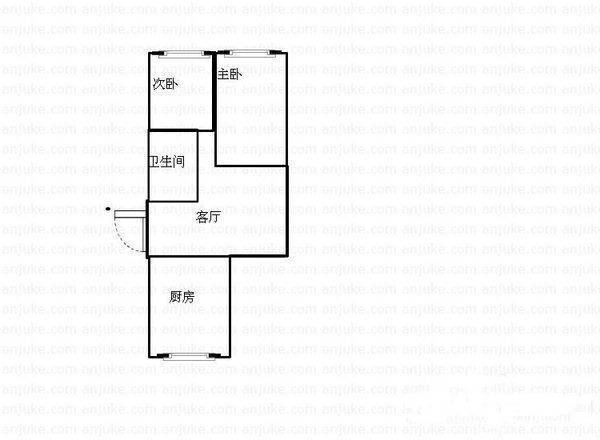 北山路小区(李沧)2室1厅1卫71㎡户型图