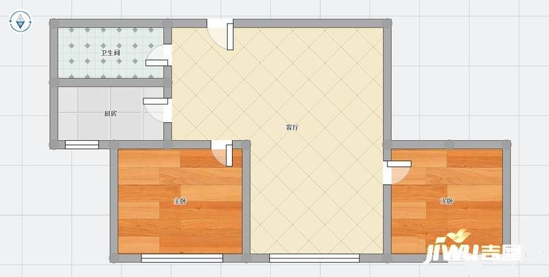 海尔京峰雅居2室2厅1卫89㎡户型图