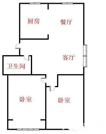 金水源2室2厅1卫85.8㎡户型图