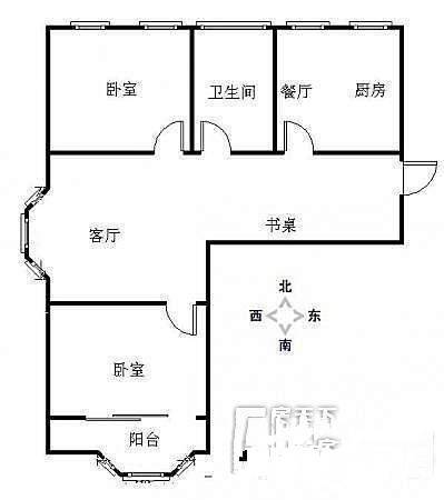 金水源2室1厅1卫91㎡户型图