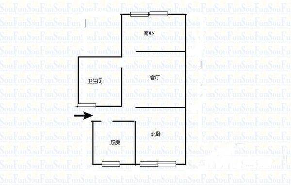 虎山花苑四期2室1厅1卫71㎡户型图