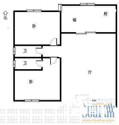 丽海花园2室2厅1卫108㎡户型图