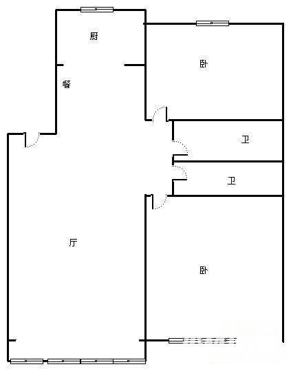 锦园南区2室2厅2卫120㎡户型图