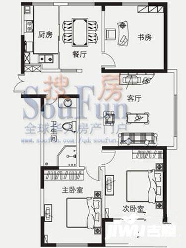 青岛东方美景2室2厅1卫133㎡户型图