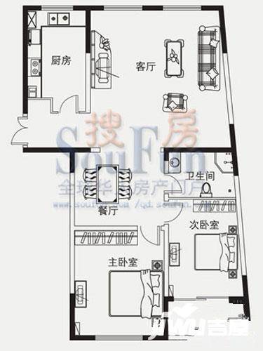 青岛东方美景2室2厅1卫105㎡户型图