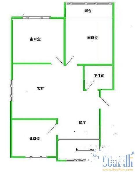 德惠东区3室2厅1卫115㎡户型图