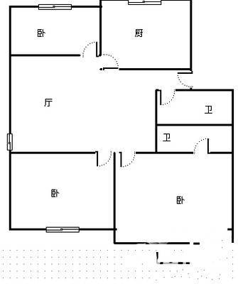 福林花园3室1厅1卫90㎡户型图