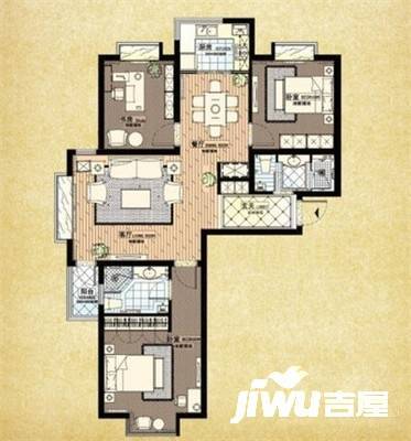 锦绣华城3室2厅2卫123㎡户型图