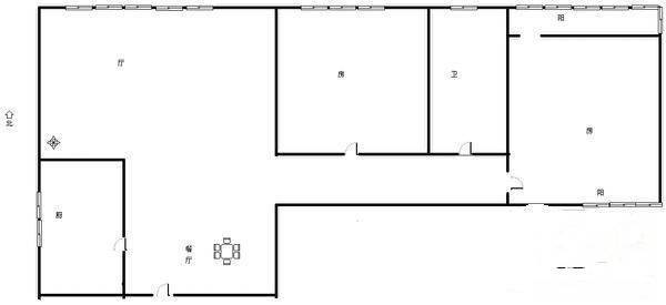 八大湖社区2室1厅1卫65㎡户型图