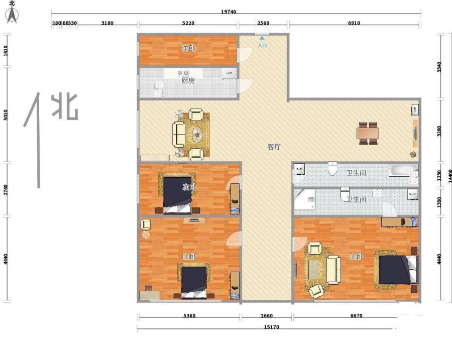 泛海名人广场4室2厅2卫201㎡户型图