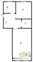 吴兴路社区2室1厅1卫56㎡户型图