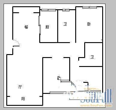 铁路小区(市南)3室2厅2卫135㎡户型图