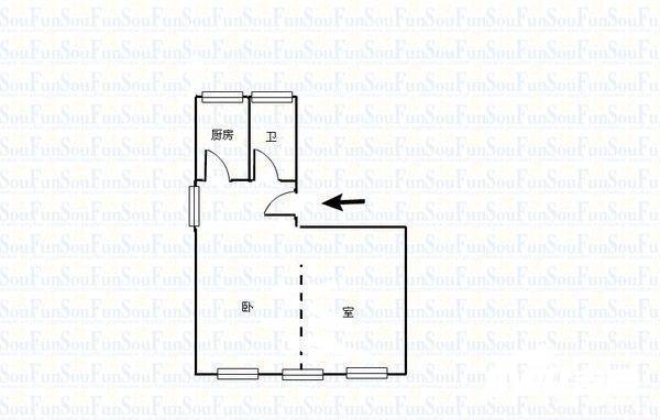 珠海一路社区1室1厅1卫60㎡户型图