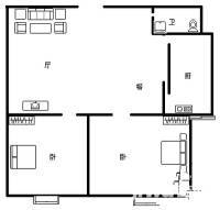 政法公寓2室2厅1卫87㎡户型图