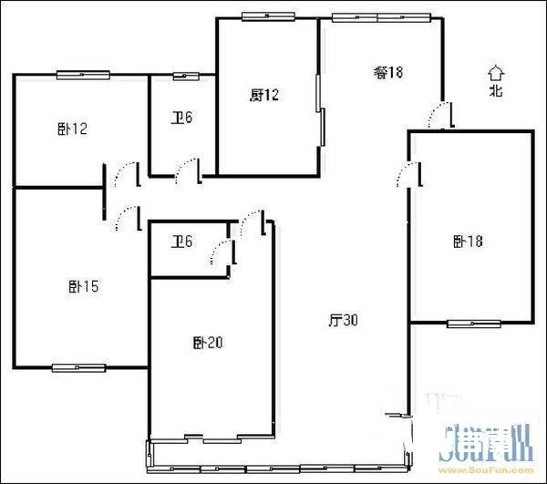 矿泉花园三期4室2厅2卫166㎡户型图