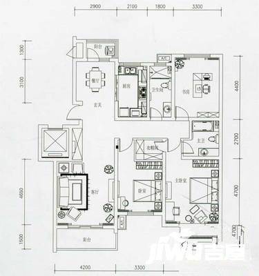 海尔东城国际3室2厅2卫137㎡户型图