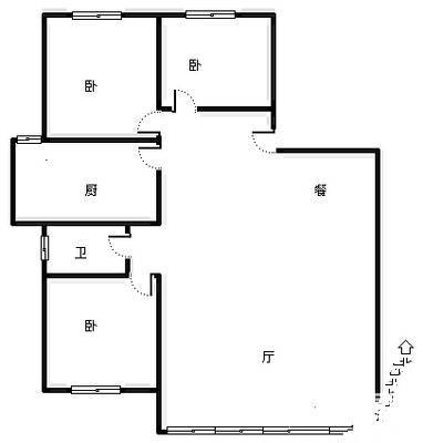 远洋滨海花园3室2厅1卫105㎡户型图