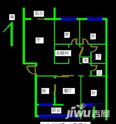 远洋滨海花园3室2厅2卫156㎡户型图