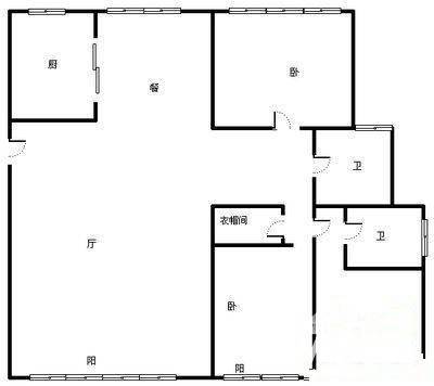 远洋滨海花园3室2厅2卫156㎡户型图