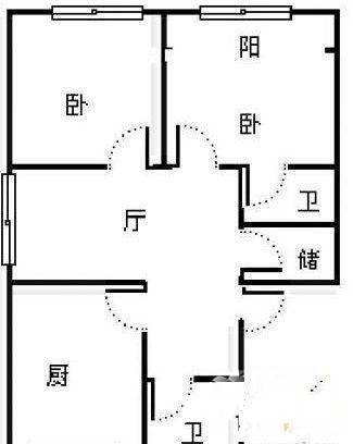 海信慧园2室1厅1卫93㎡户型图