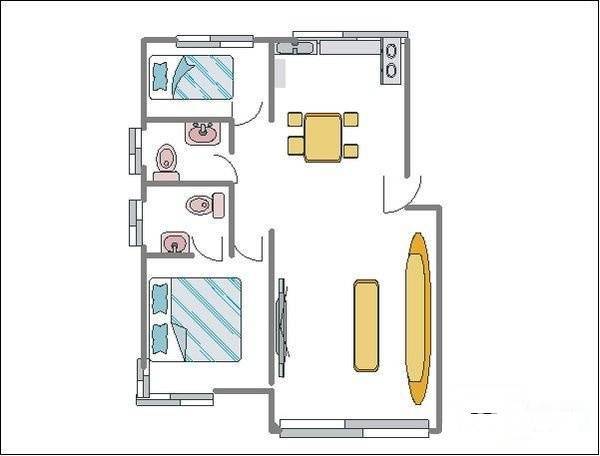 盈园广场2室2厅2卫133㎡户型图