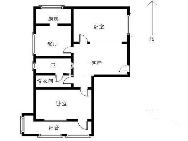 香港中路社区2室1厅1卫76.1㎡户型图