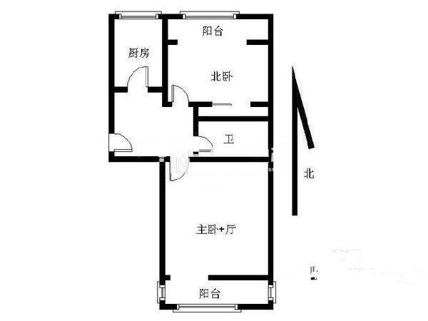 香港中路社区2室0厅1卫65.3㎡户型图