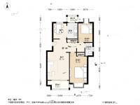 城建阳光山色2室1厅1卫108.6㎡户型图