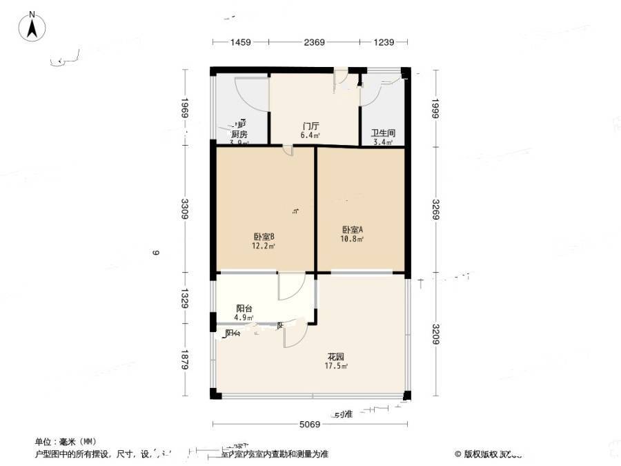 登州路小区(市北区)2室0厅1卫49㎡户型图