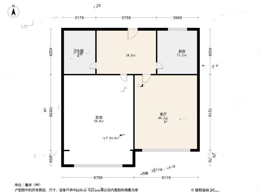 登州路小区(市北区)2室0厅1卫50㎡户型图