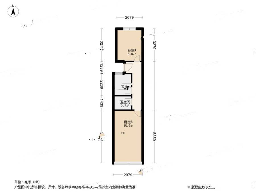 东仲小区2室0厅1卫51.6㎡户型图