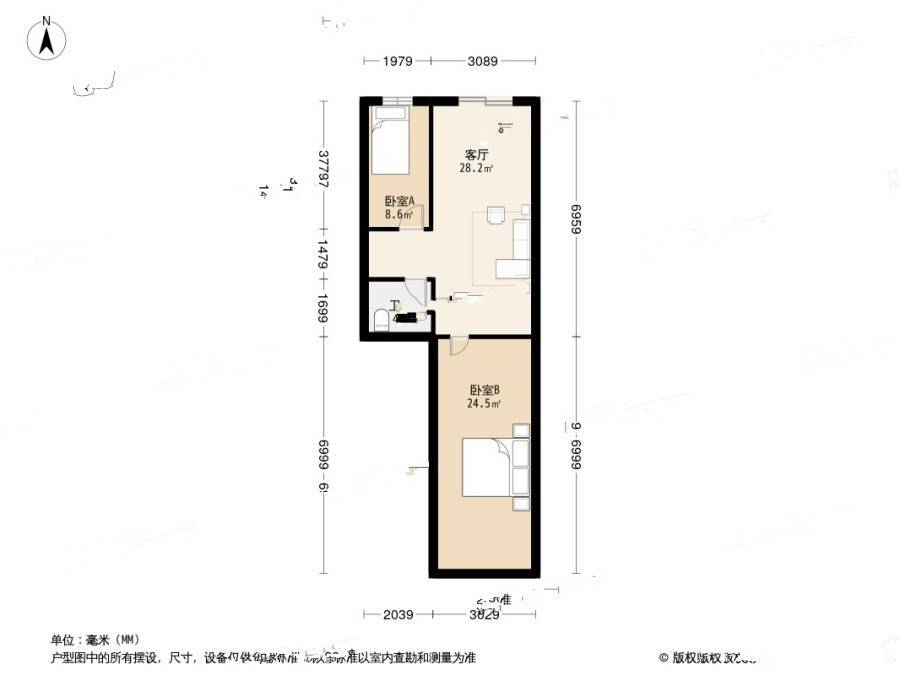 东山路社区2室1厅1卫71.9㎡户型图