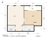 绿城百合花园1室1厅1卫60㎡户型图